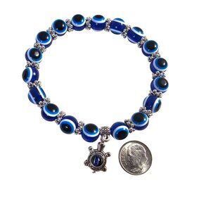 Turtle Evil Eye Bracelet eaded Stretched Friendship Spiritual Protection Good Lu